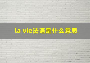 la vie法语是什么意思